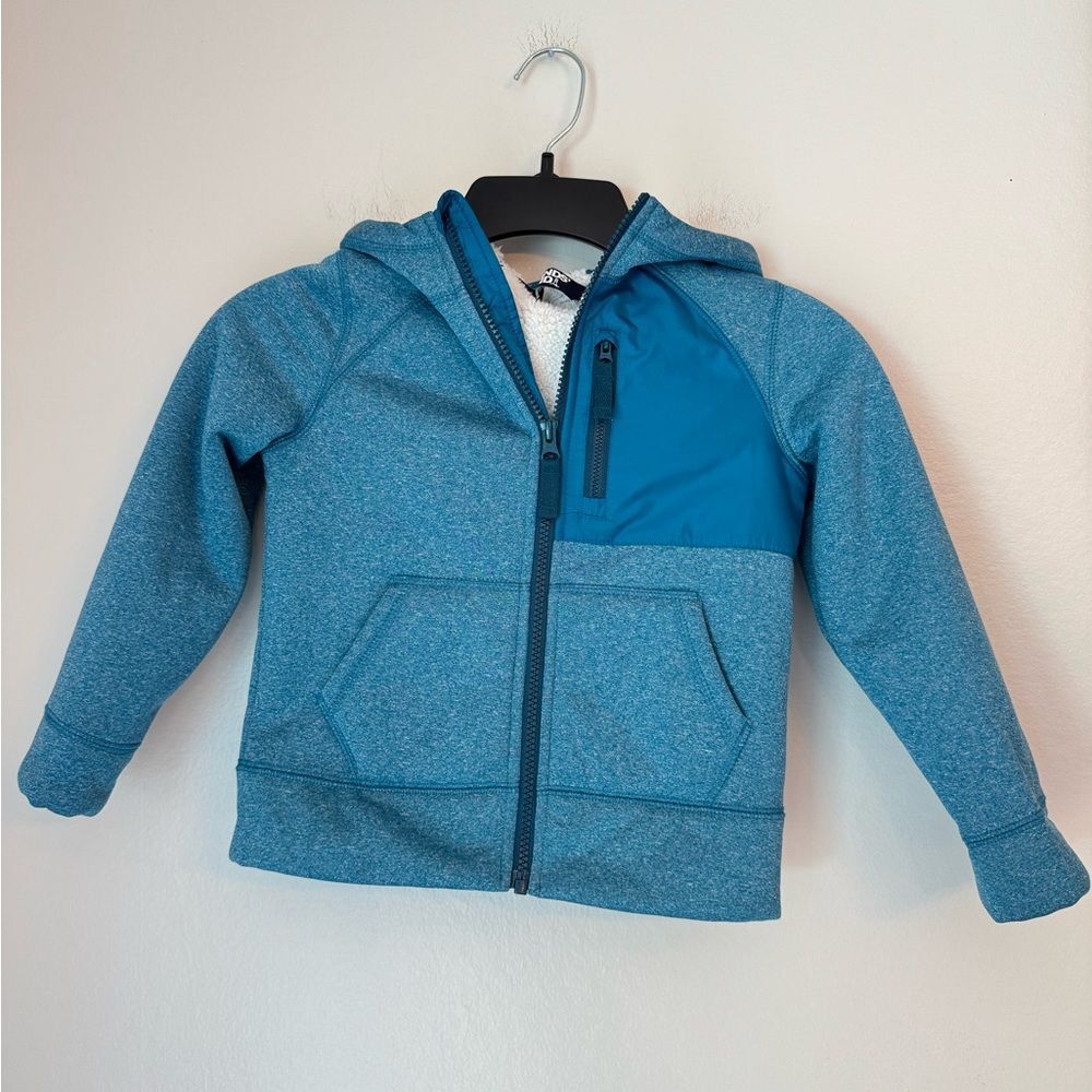 Lands End Youth Blue Zip Up Hooded Jacket - Size XS